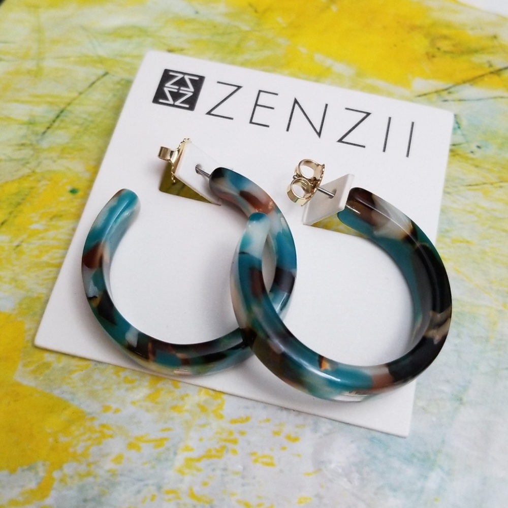 Zenzii Tortoise Turquoise Hoops